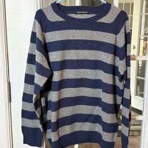 Daniel Bishop Men's Gray Navy Striped Crewneck Sweater XL Preppy Wool